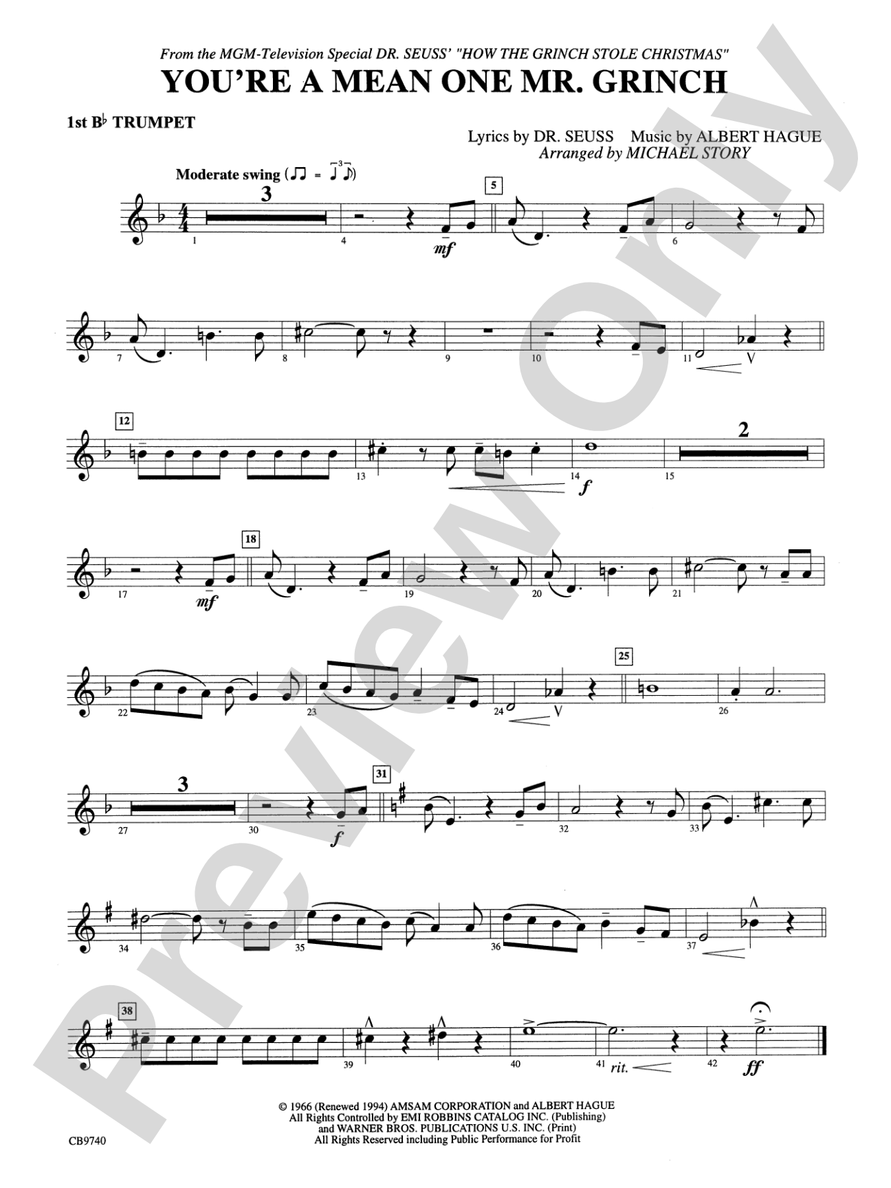 You're a Mean One, Mr. Grinch: 1st B-flat Trumpet