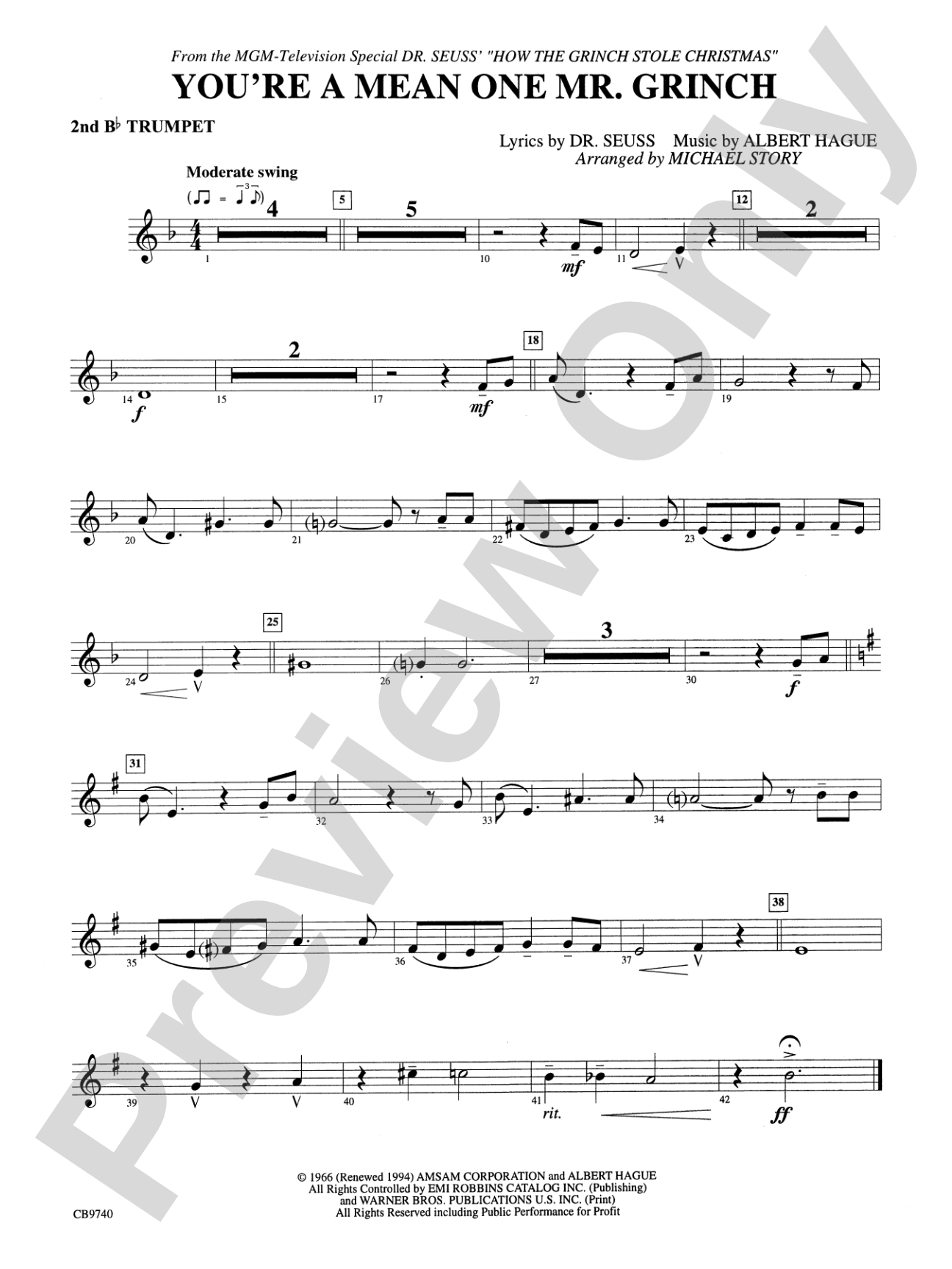 You're a Mean One, Mr. Grinch: 2nd B-flat Trumpet