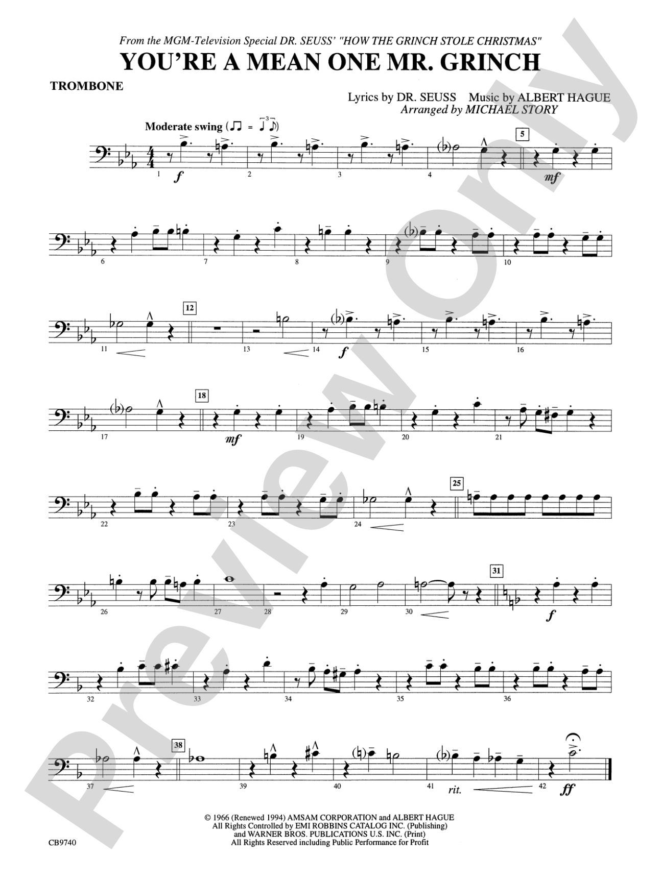 You're a Mean One, Mr. Grinch: 1st Trombone