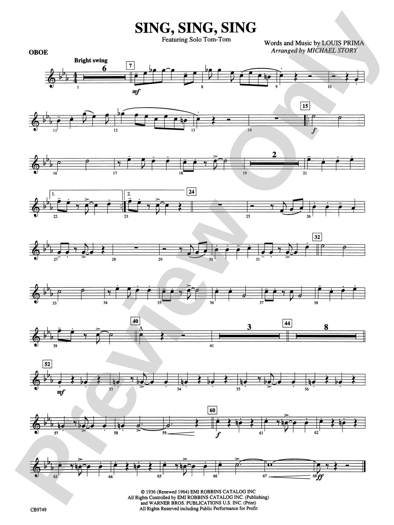 Sing, Sing, Sing (featuring Solo Tom-Tom): Oboe