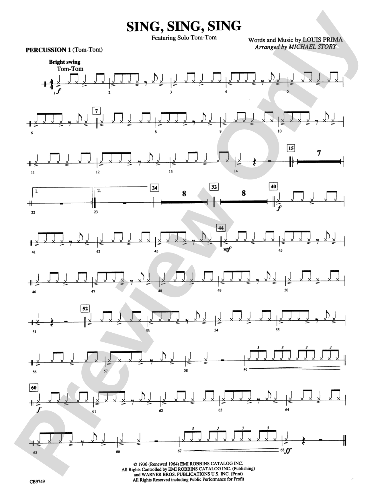 Sing, Sing, Sing (featuring Solo Tom-Tom): 1st Percussion
