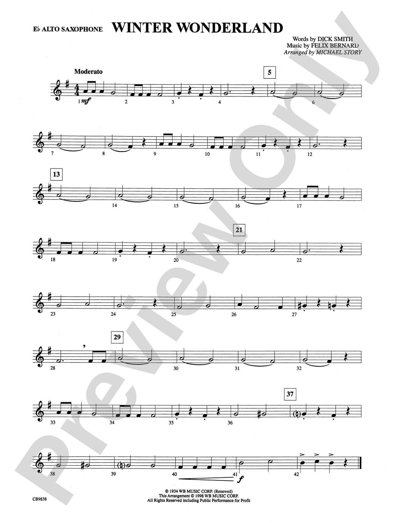Winter Wonderland: E-flat Alto Saxophone