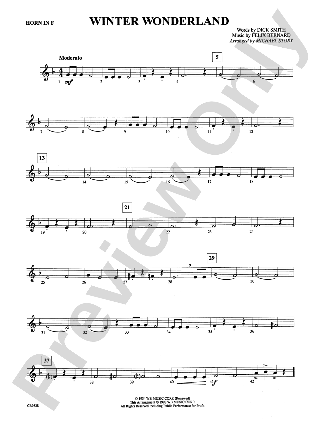 Winter Wonderland: 1st F Horn