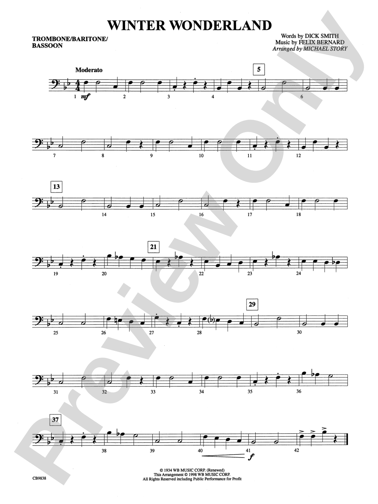 Winter Wonderland: 1st Trombone