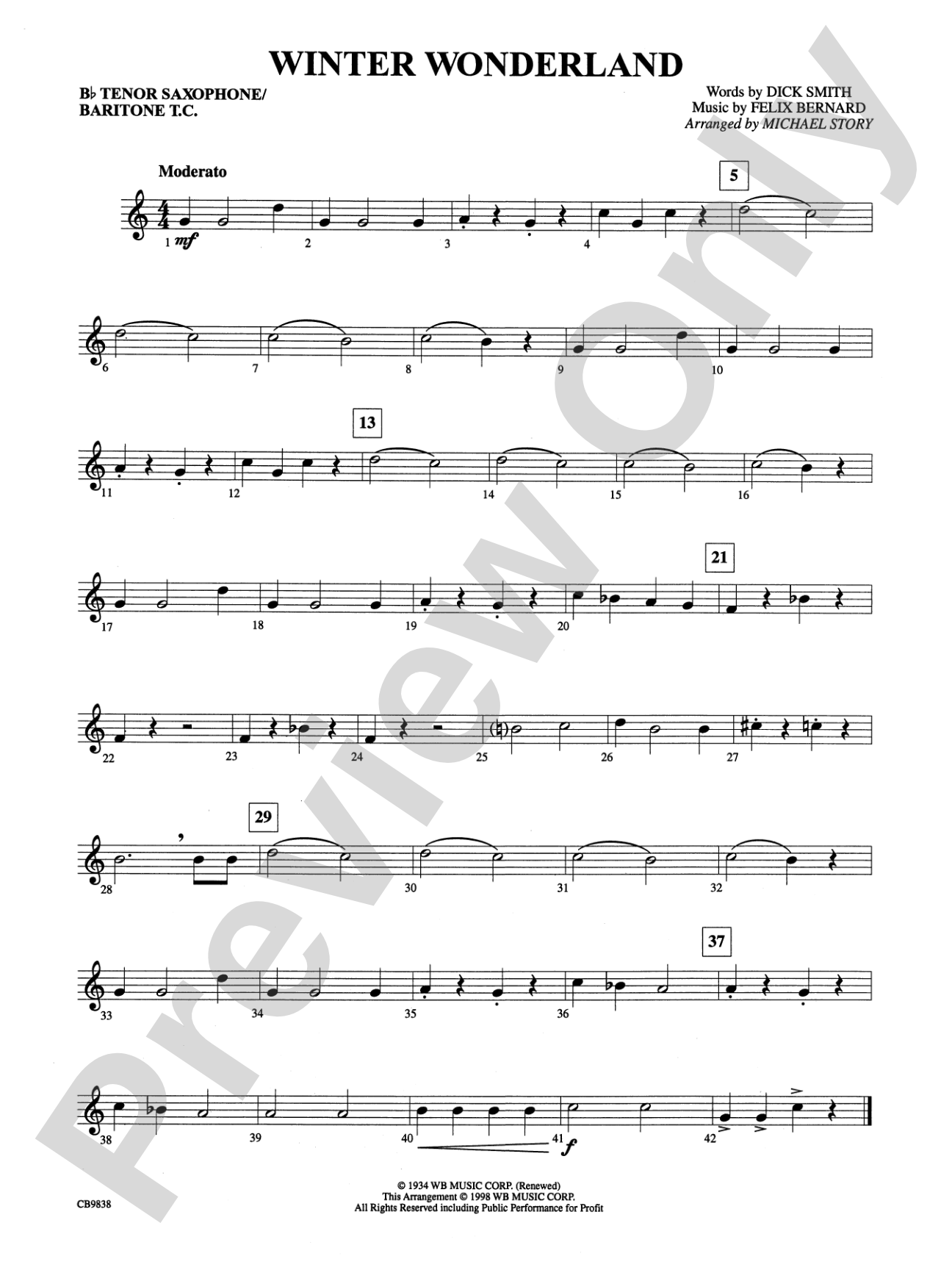 Winter Wonderland: B-flat Tenor Saxophone