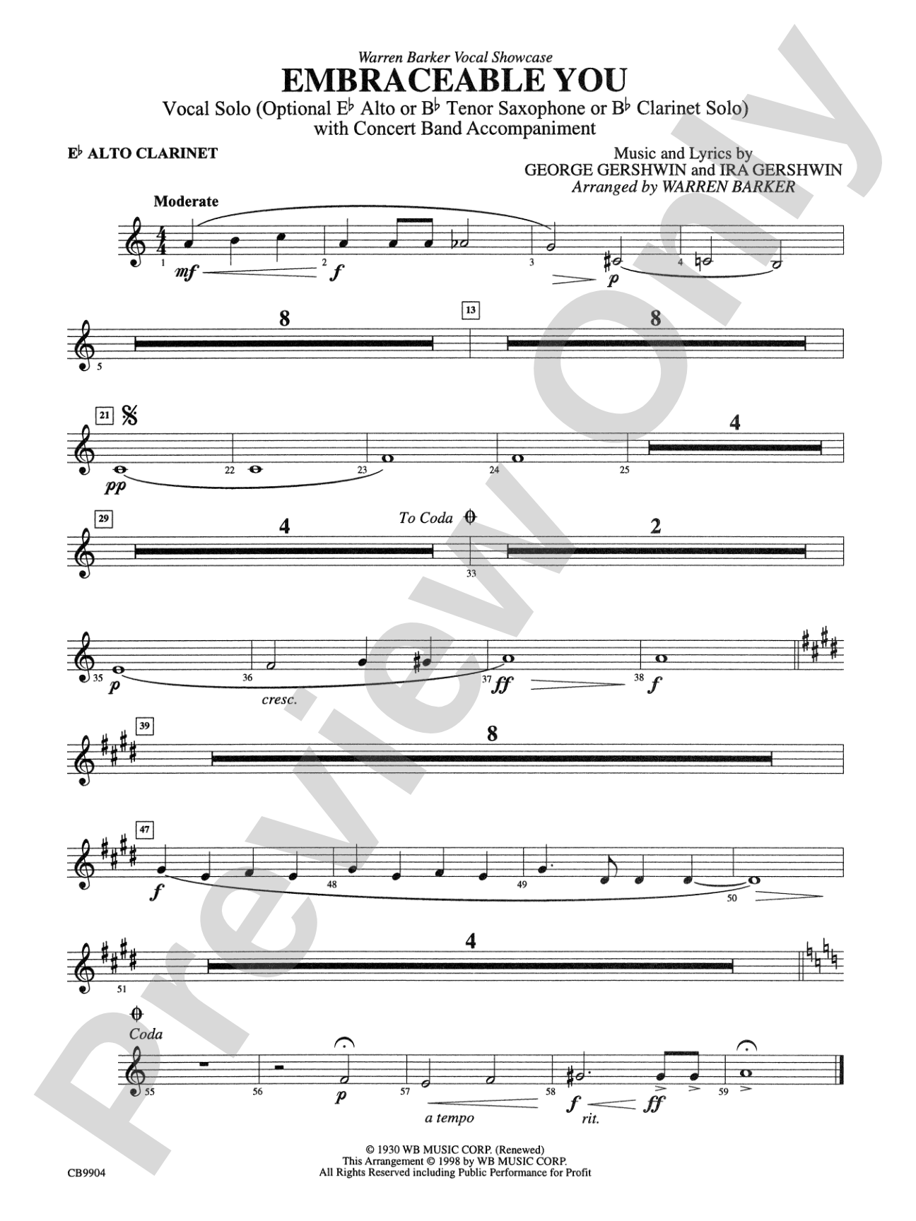 Embraceable You: E-flat Alto Clarinet