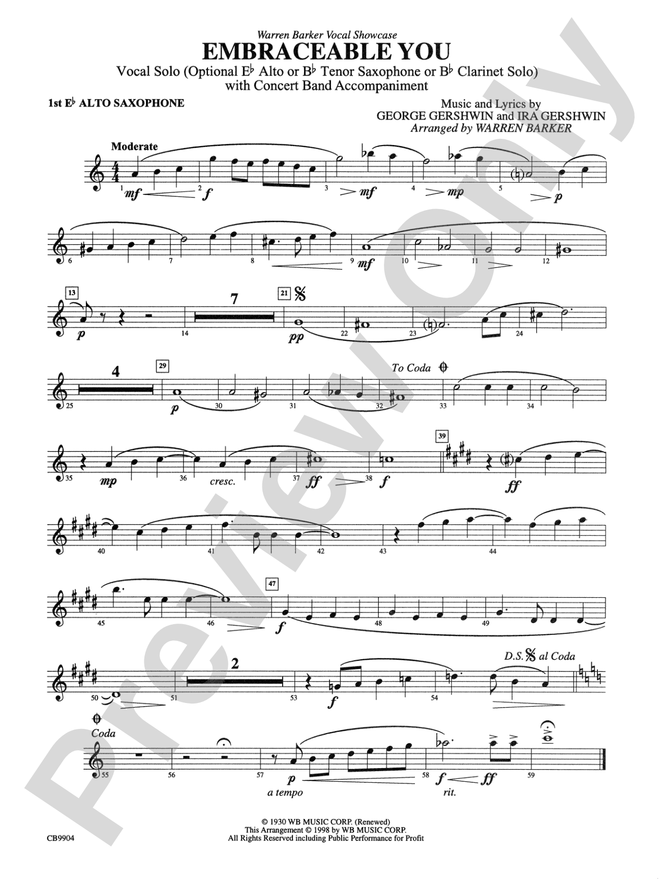 Embraceable You: E-flat Alto Saxophone