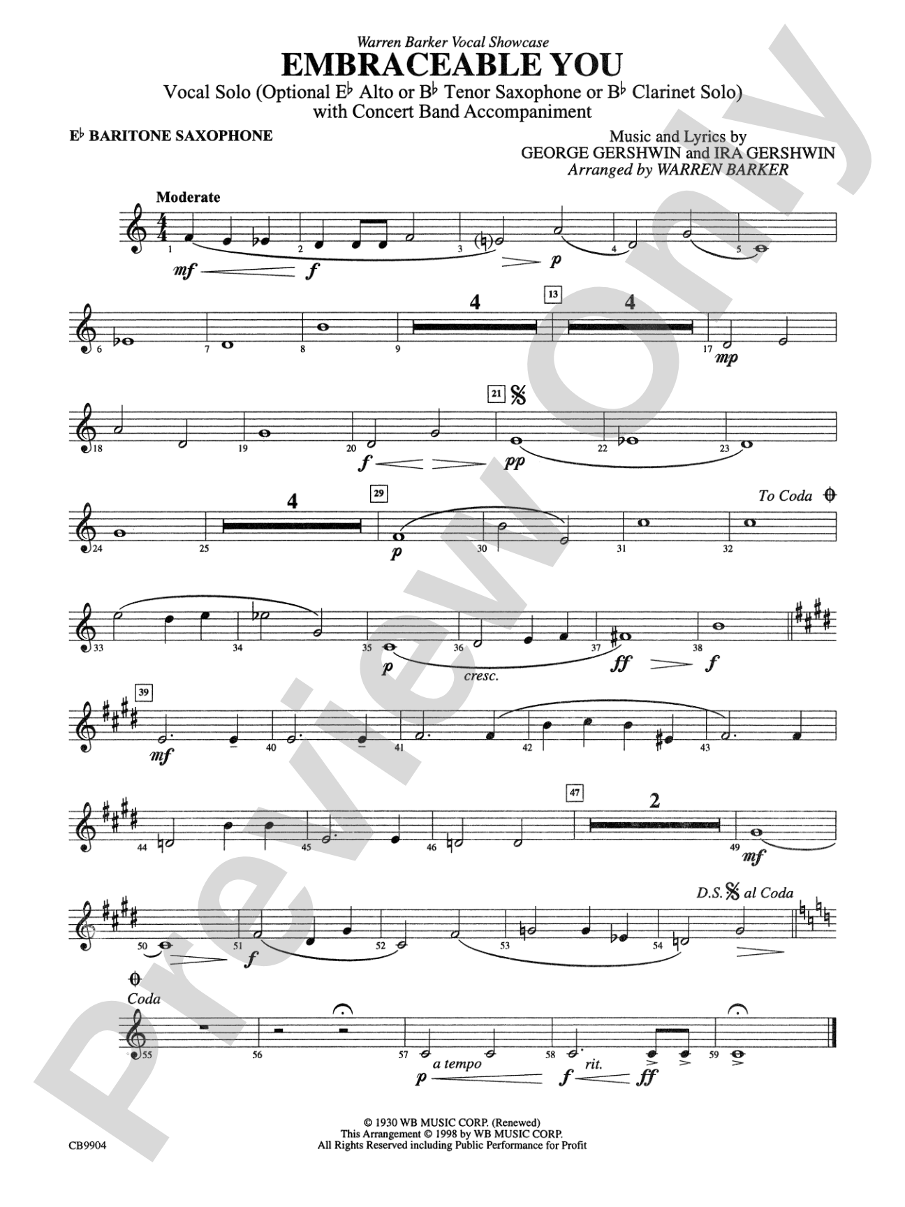Embraceable You: E-flat Baritone Saxophone