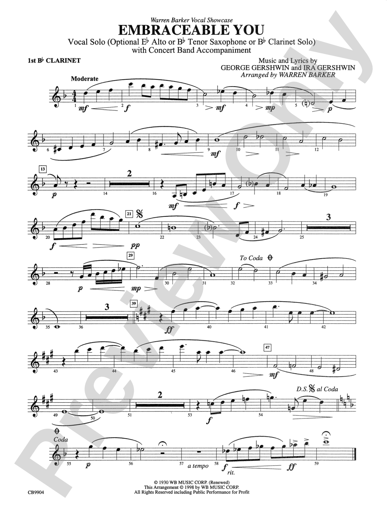 Embraceable You: 1st B-flat Clarinet