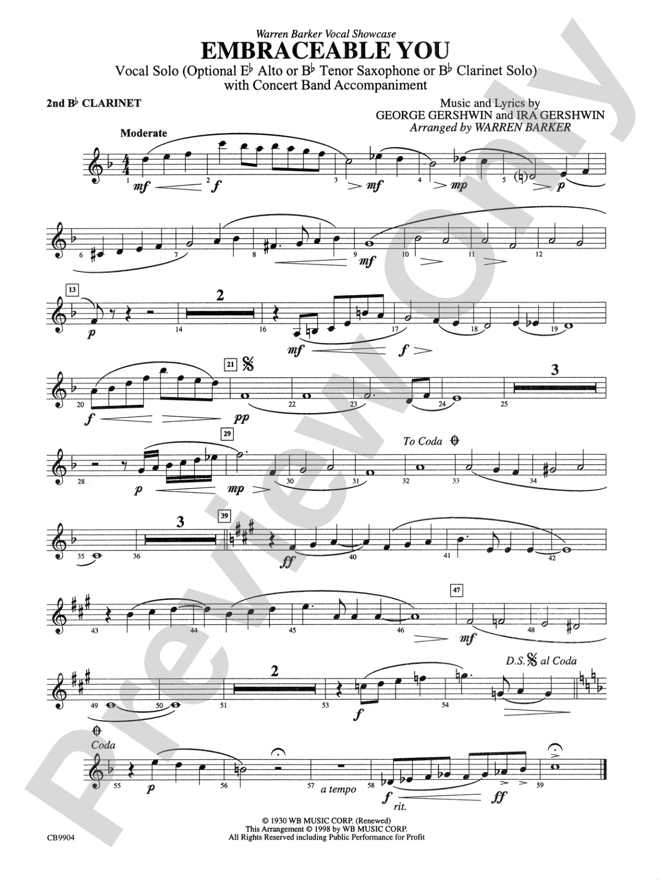 Embraceable You: 2nd B-flat Clarinet