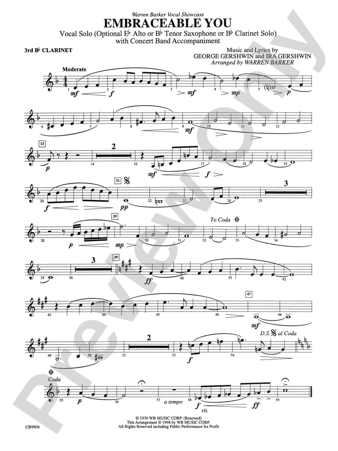Embraceable You: 3rd B-flat Clarinet