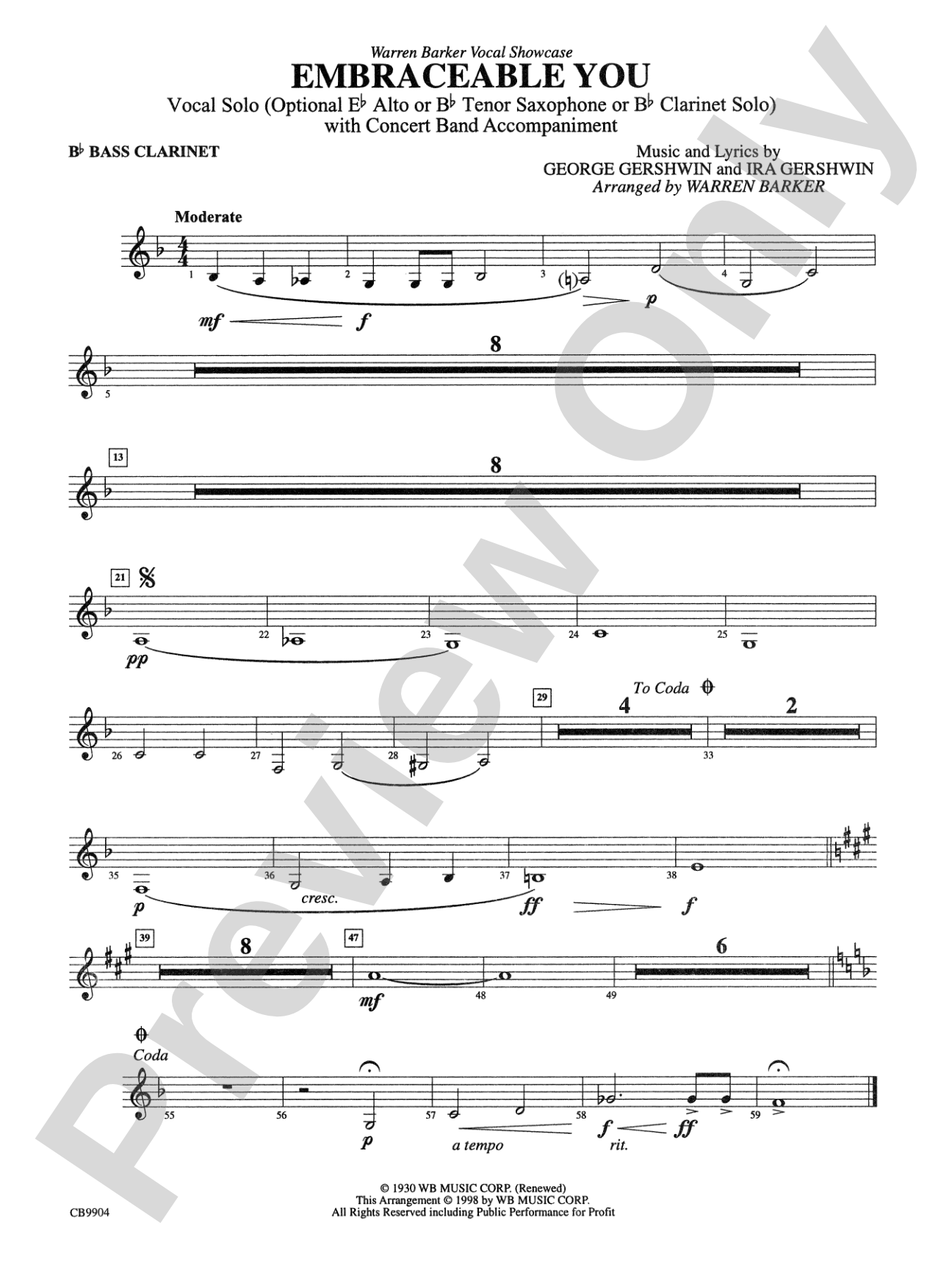 Embraceable You: B-flat Bass Clarinet