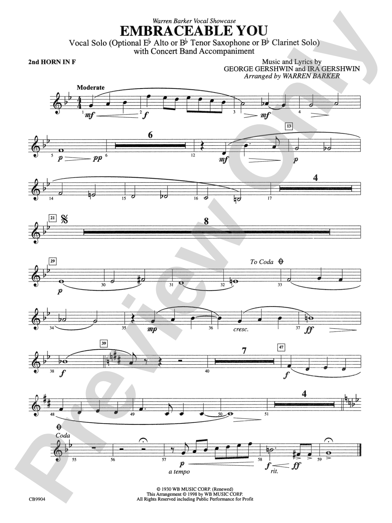 Embraceable You: 2nd F Horn