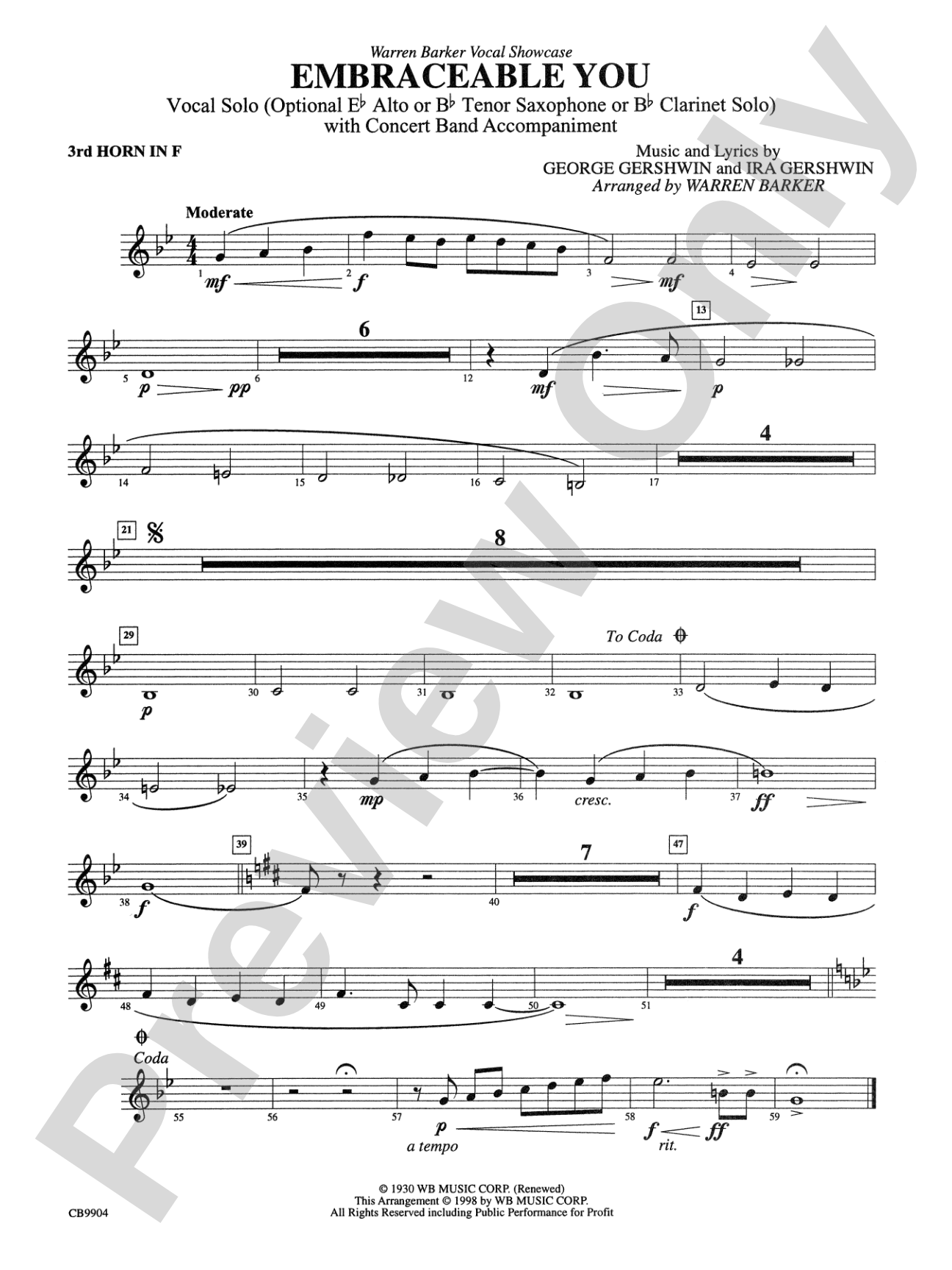 Embraceable You: 3rd F Horn