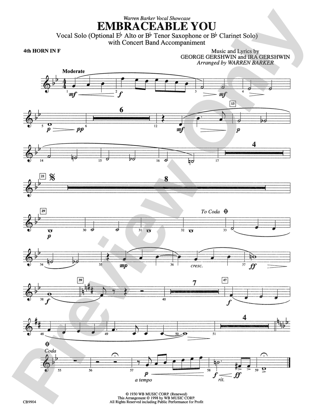 Embraceable You: 4th F Horn