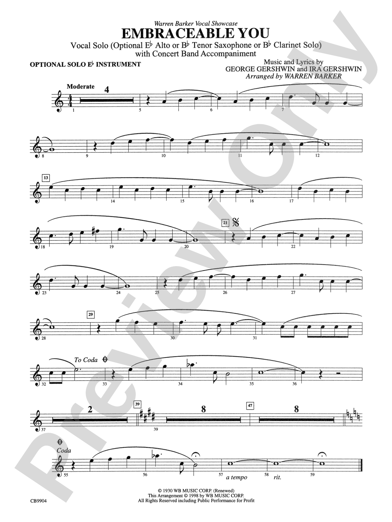Embraceable You: Optional Solo Eb