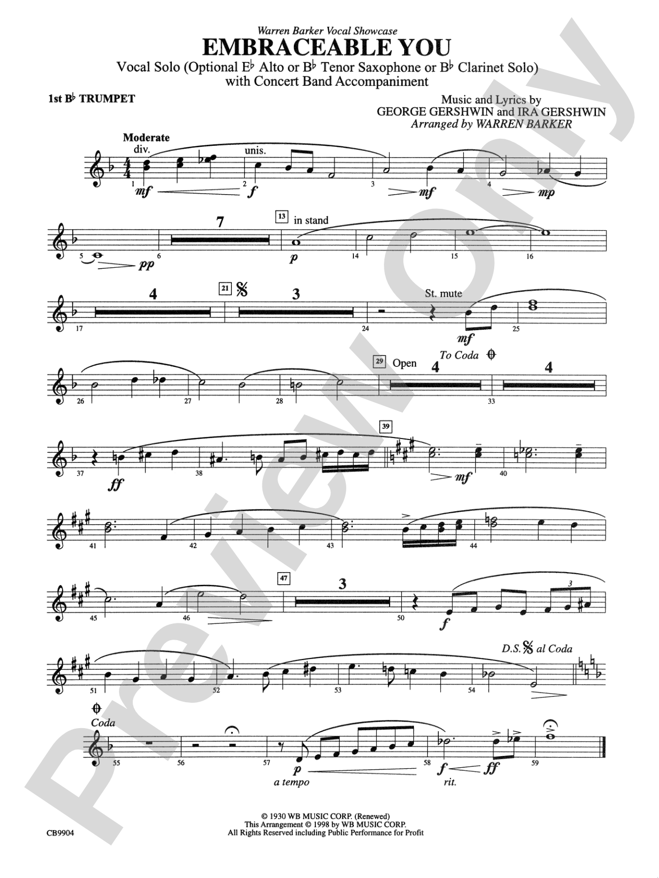 Embraceable You: 1st B-flat Trumpet