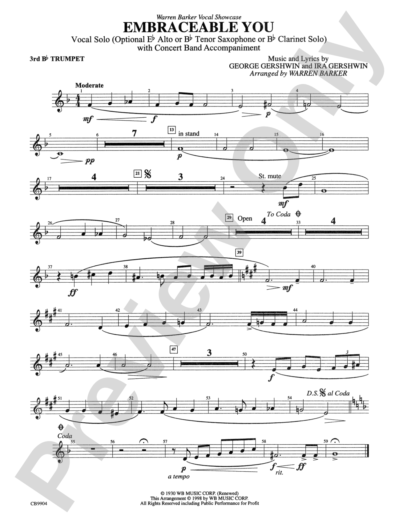 Embraceable You: 3rd B-flat Trumpet