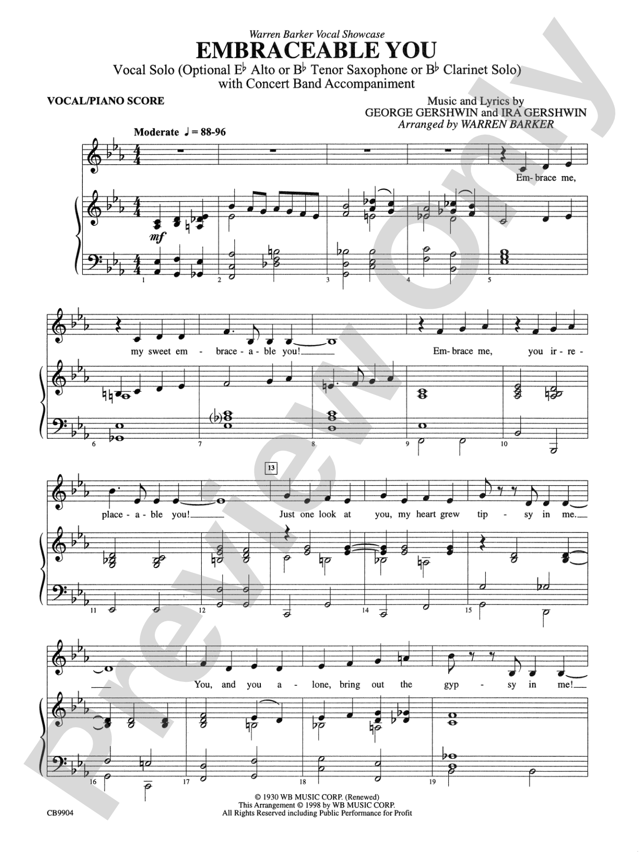 Embraceable You: Vocal/Piano Score