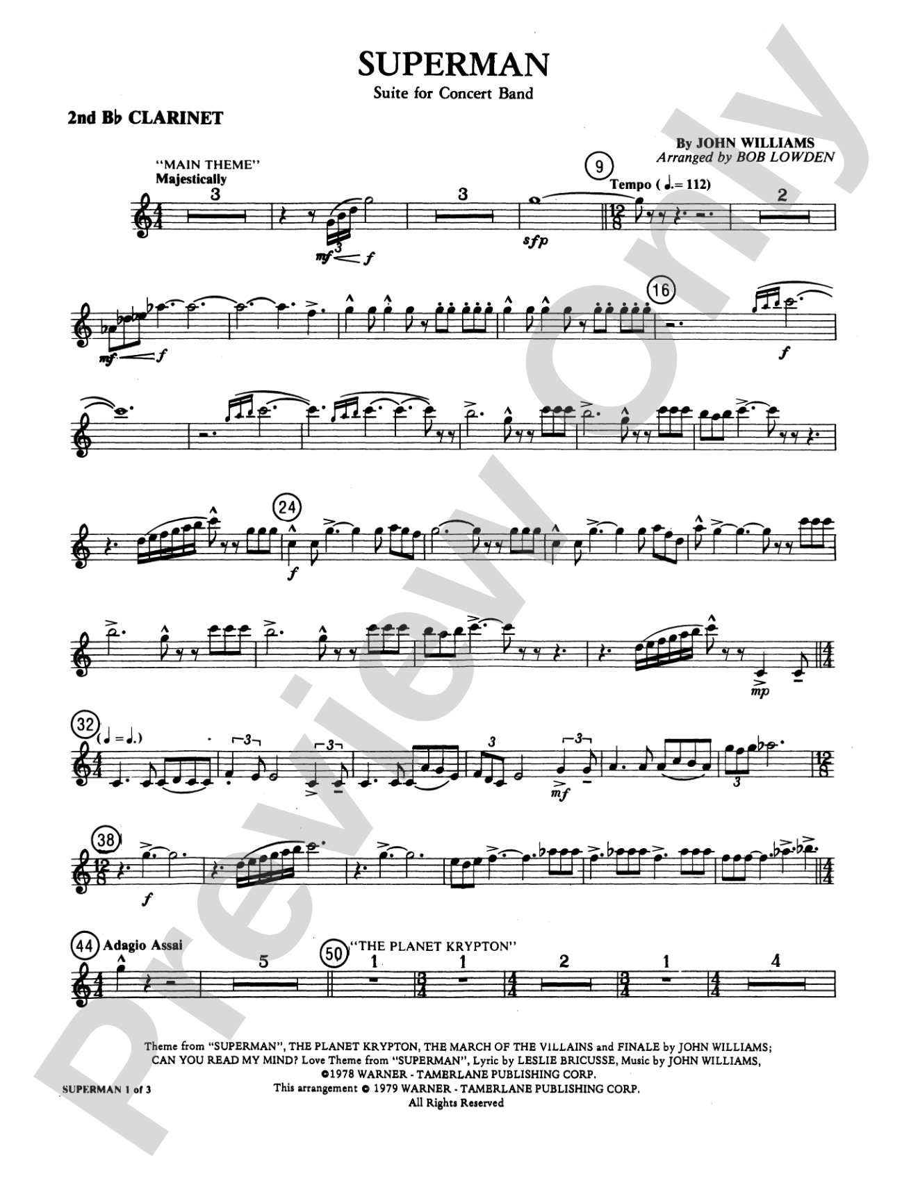 Superman: 2nd B-flat Clarinet