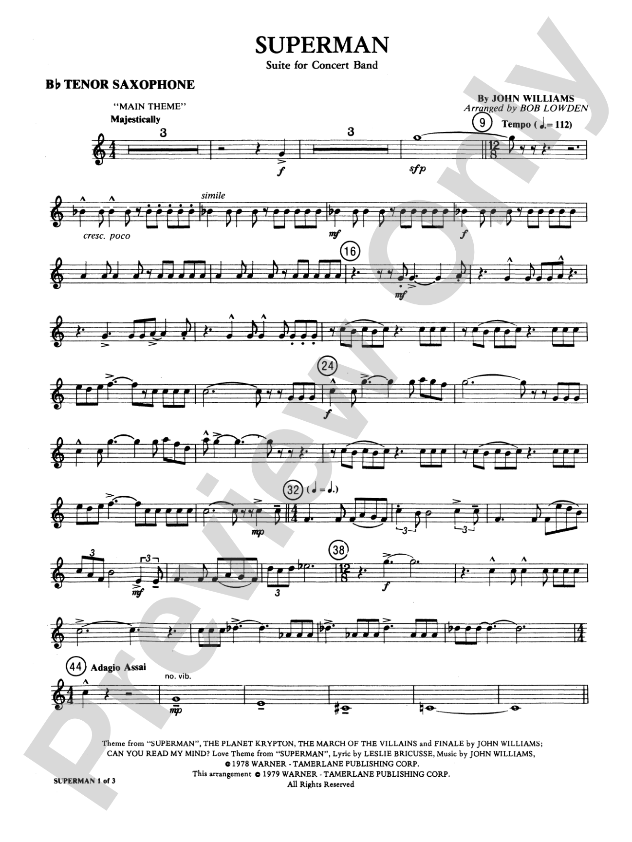 Superman: B-flat Tenor Saxophone