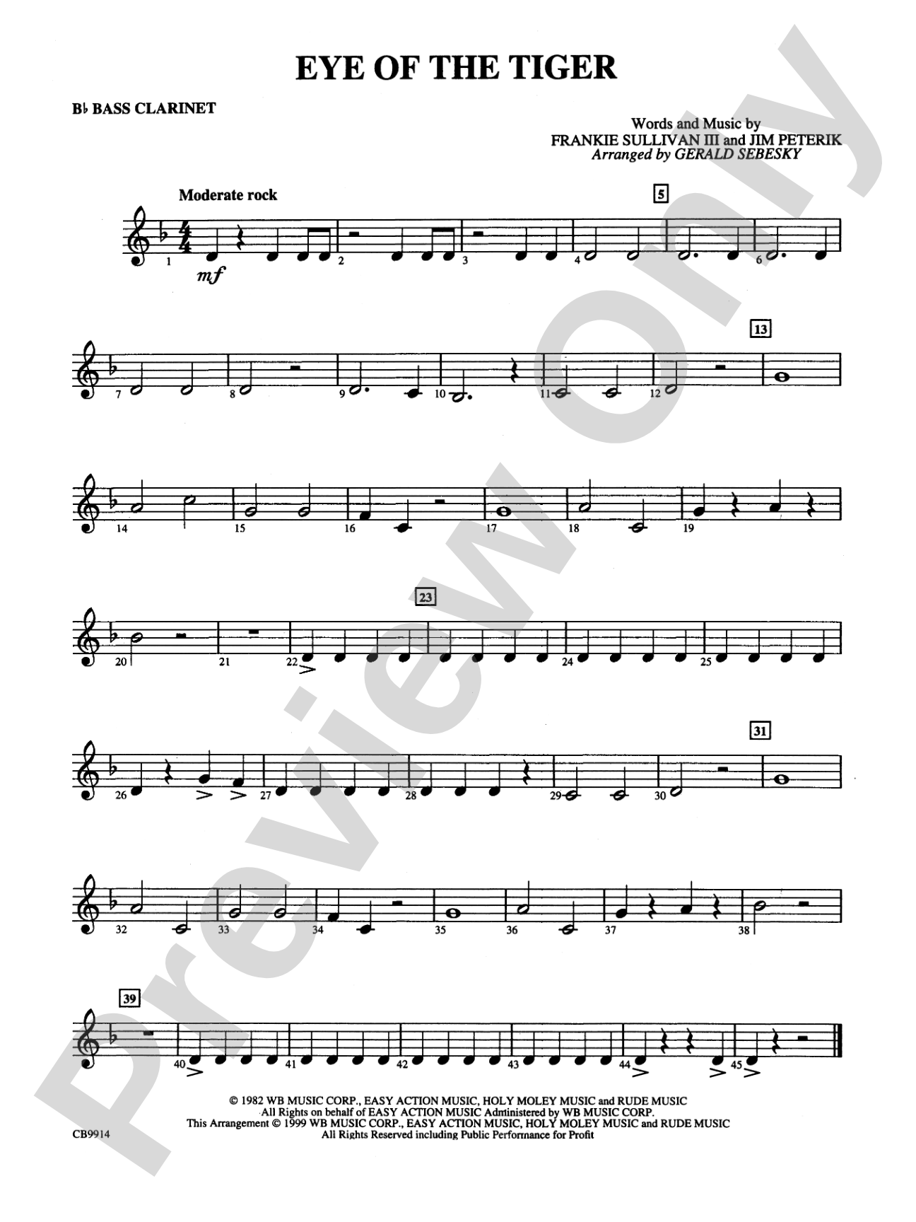 Eye of the Tiger: B-flat Bass Clarinet