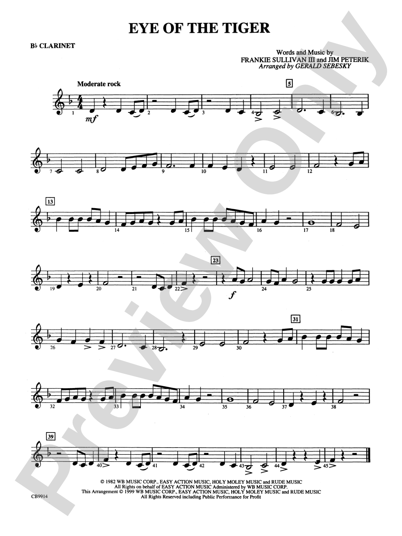 Eye of the Tiger: 1st B-flat Clarinet