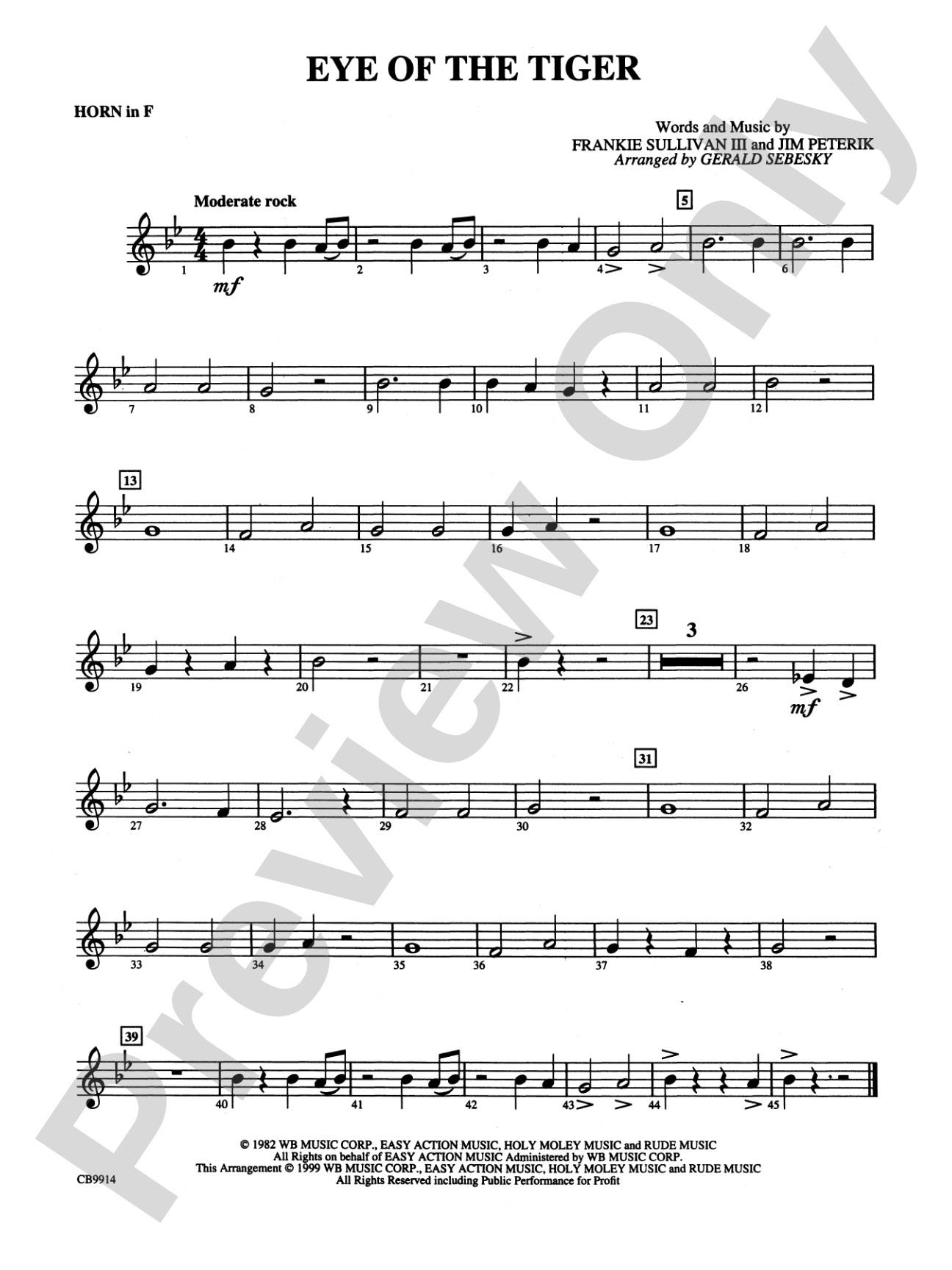 Eye of the Tiger: 1st F Horn
