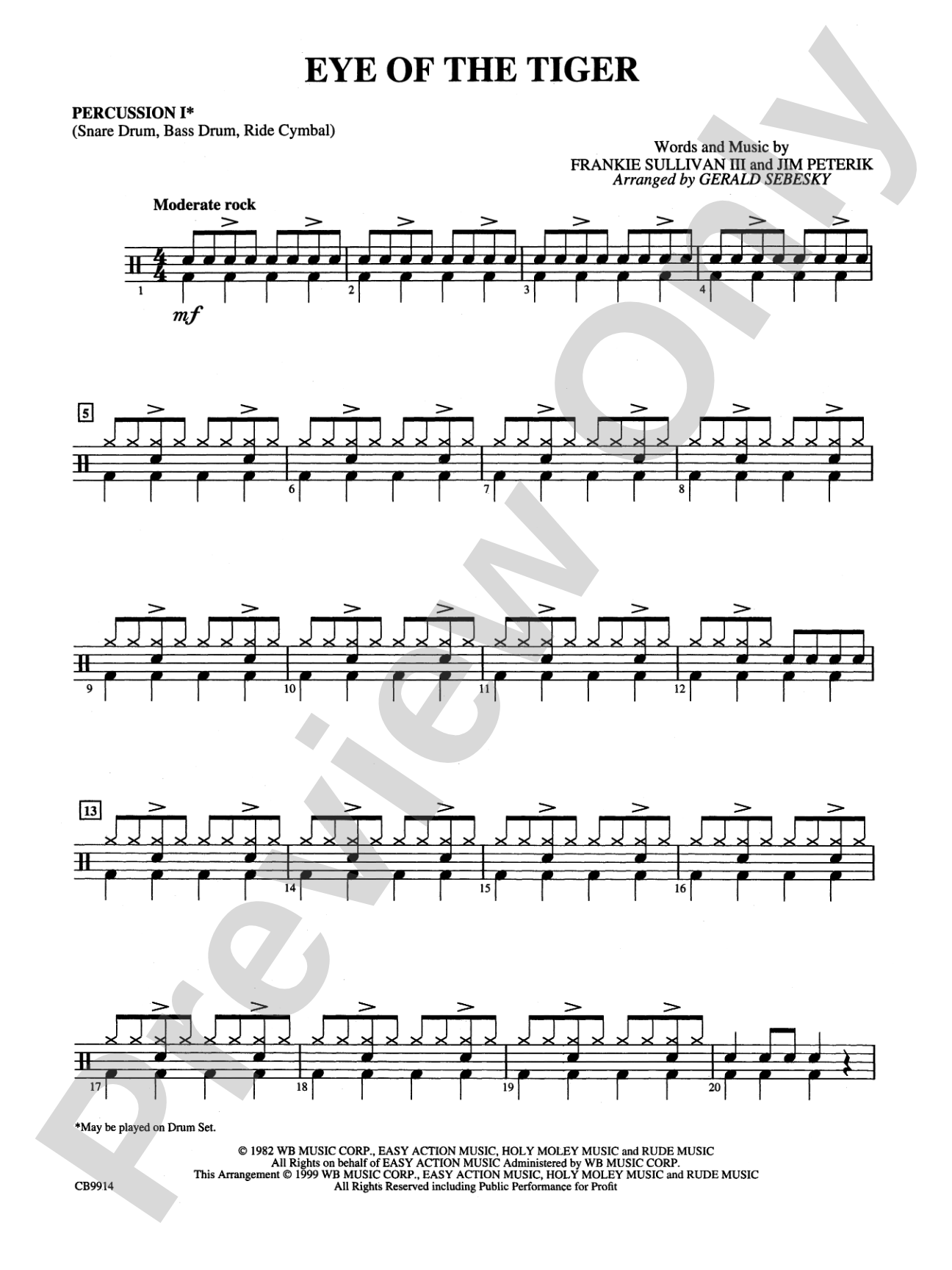 Eye of the Tiger: 1st Percussion