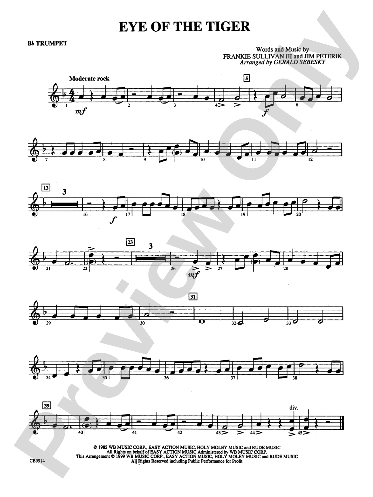 Eye of the Tiger: 1st B-flat Trumpet