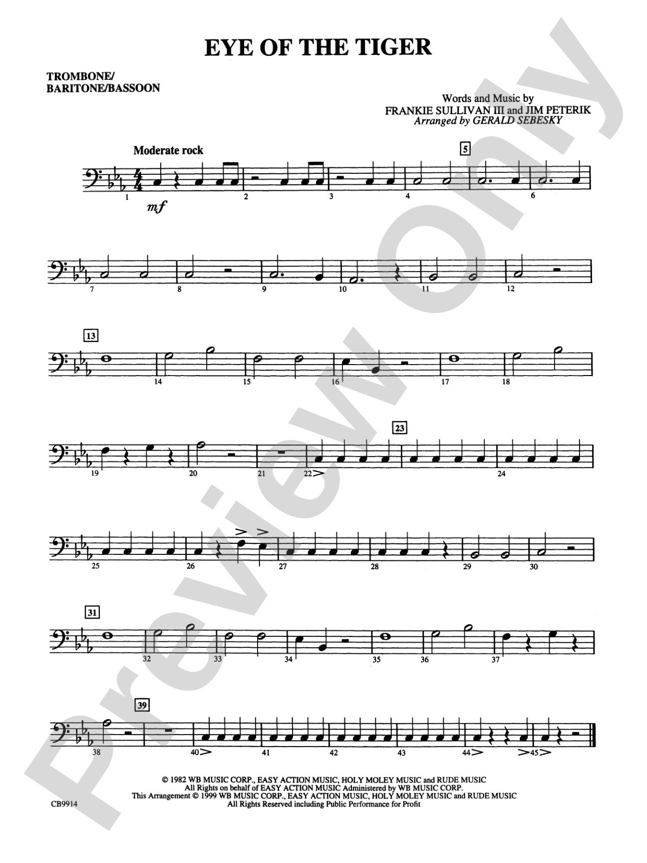 Eye of the Tiger: 1st Trombone