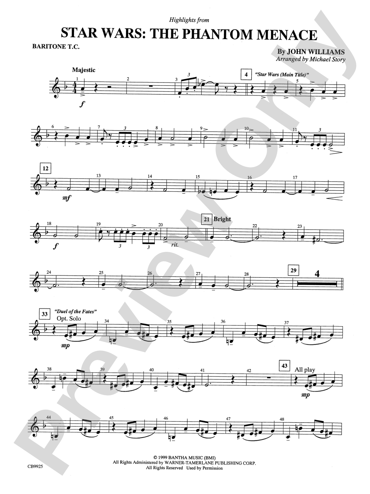 Star Wars®: Episode I The Phantom Menace, Highlights from: Baritone T.C.