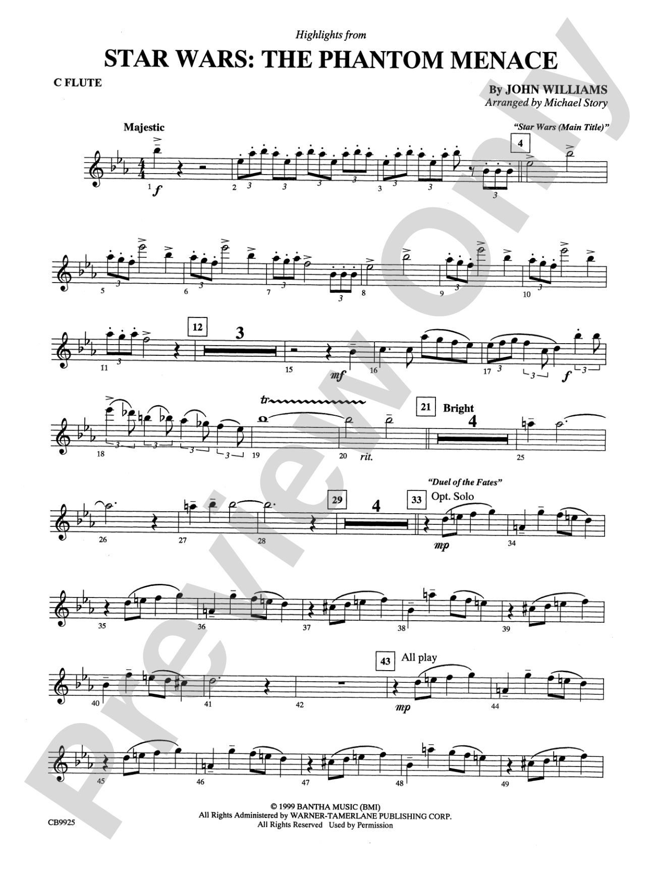 Star Wars®: Episode I The Phantom Menace, Highlights from: Flute