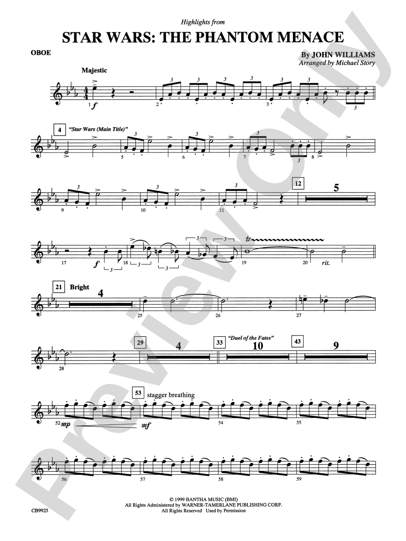 Star Wars®: Episode I The Phantom Menace, Highlights from: Oboe