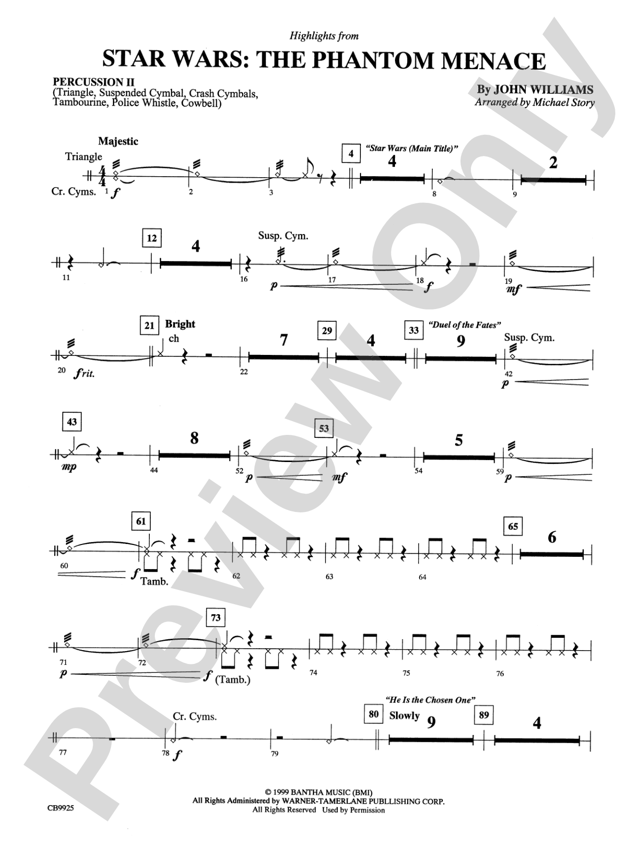 Star Wars®: Episode I The Phantom Menace, Highlights from: 2nd Percussion