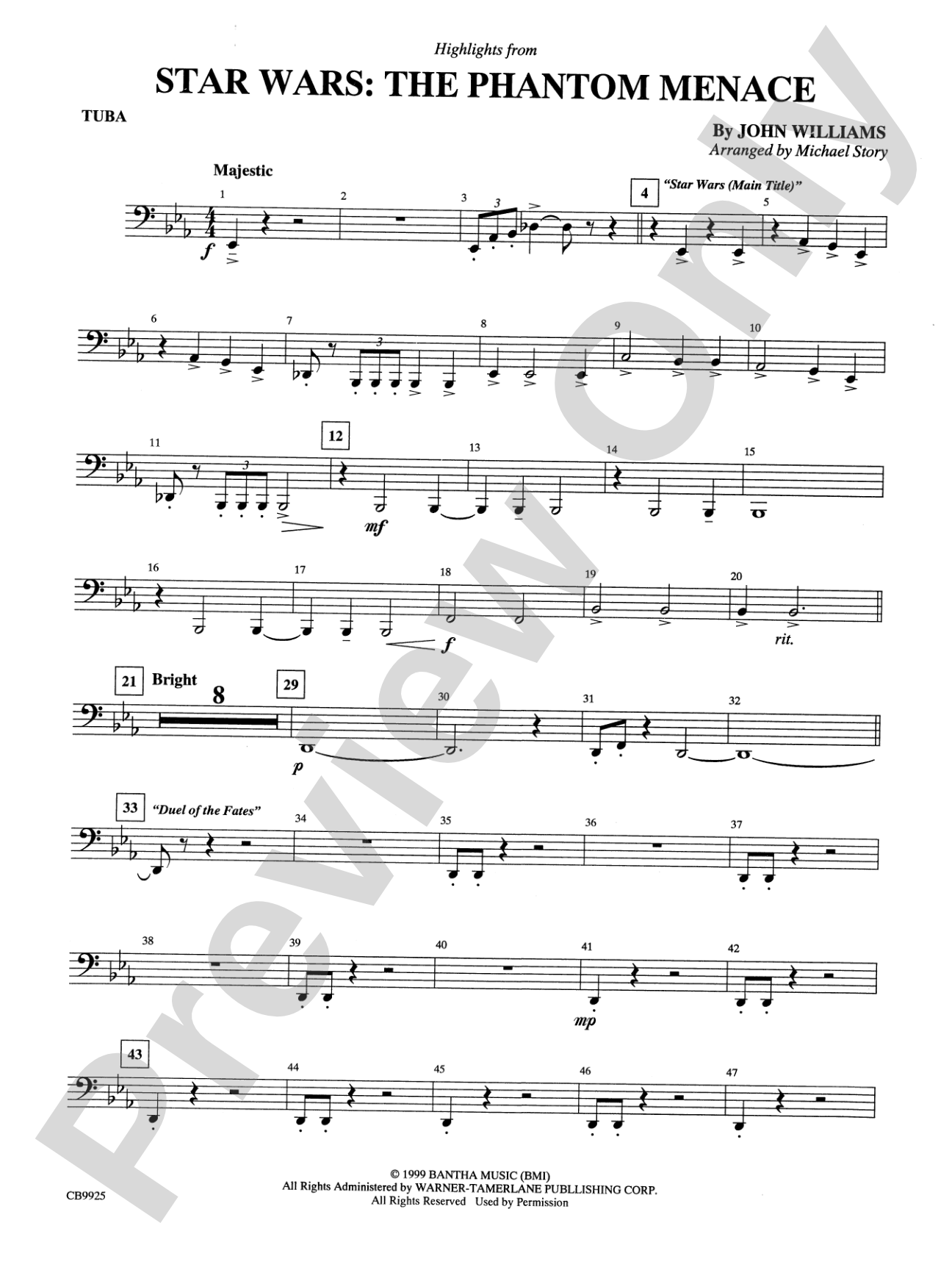 Star Wars®: Episode I The Phantom Menace, Highlights from: Tuba