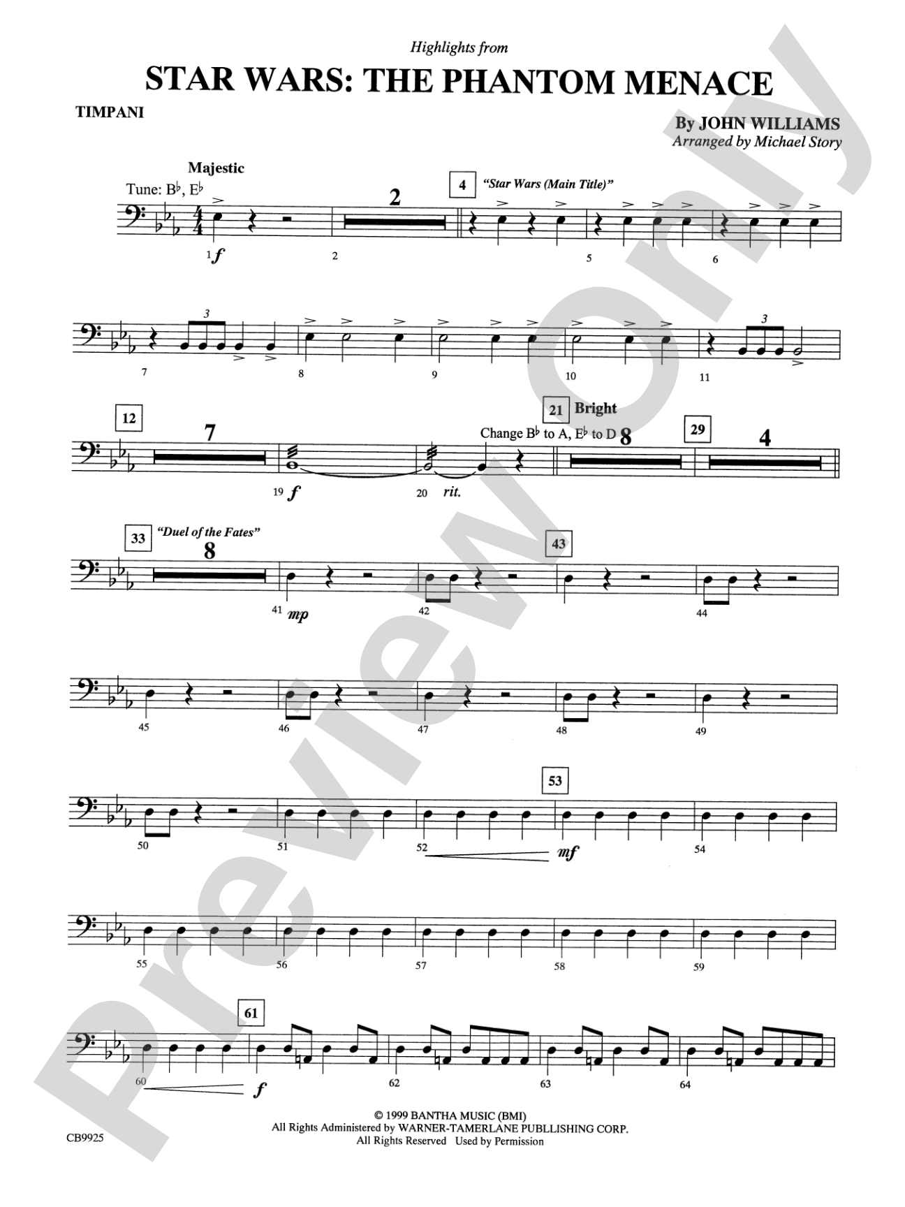 Star Wars®: Episode I The Phantom Menace, Highlights from: Timpani