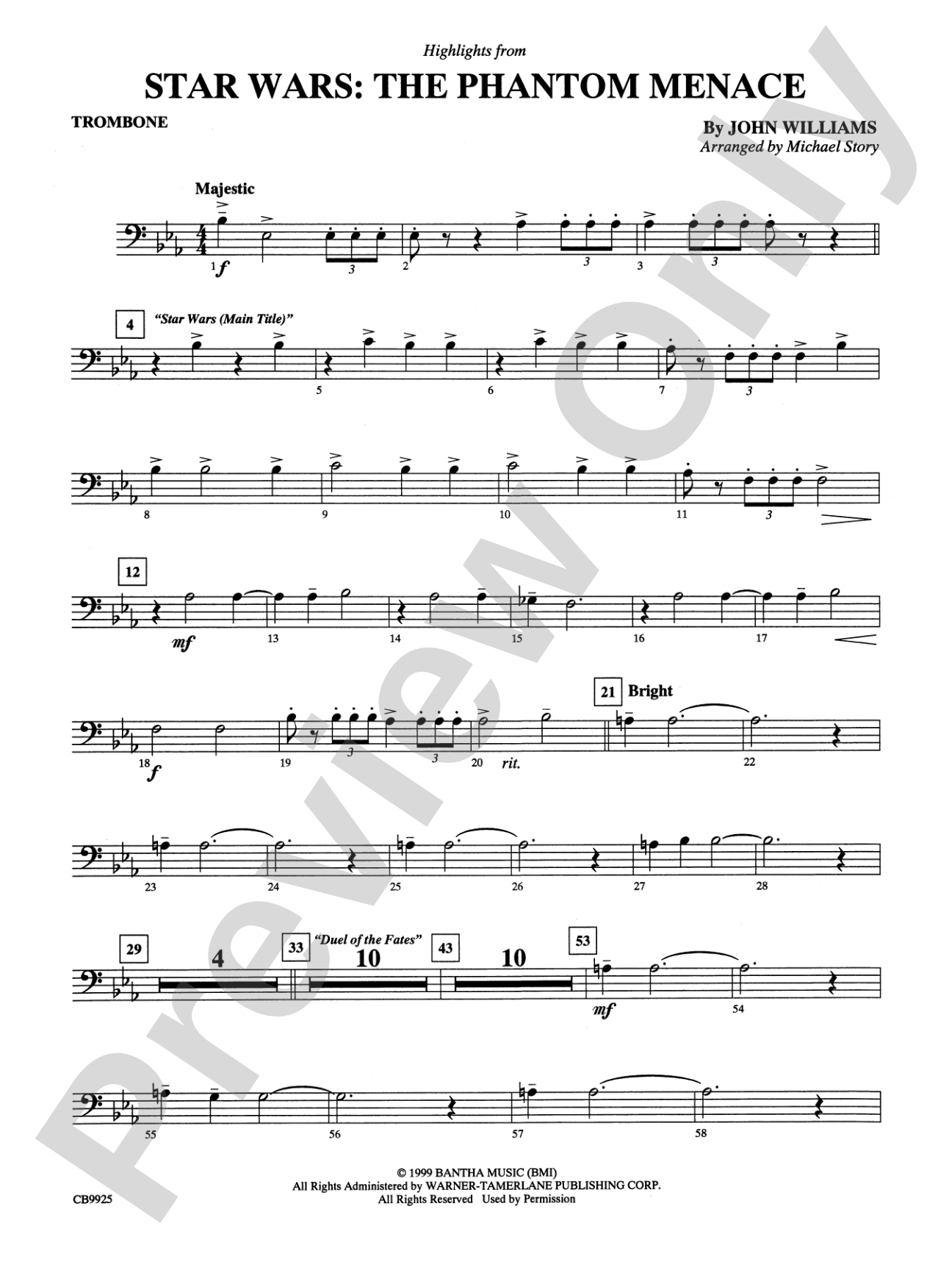 Star Wars®: Episode I The Phantom Menace, Highlights from: 1st Trombone