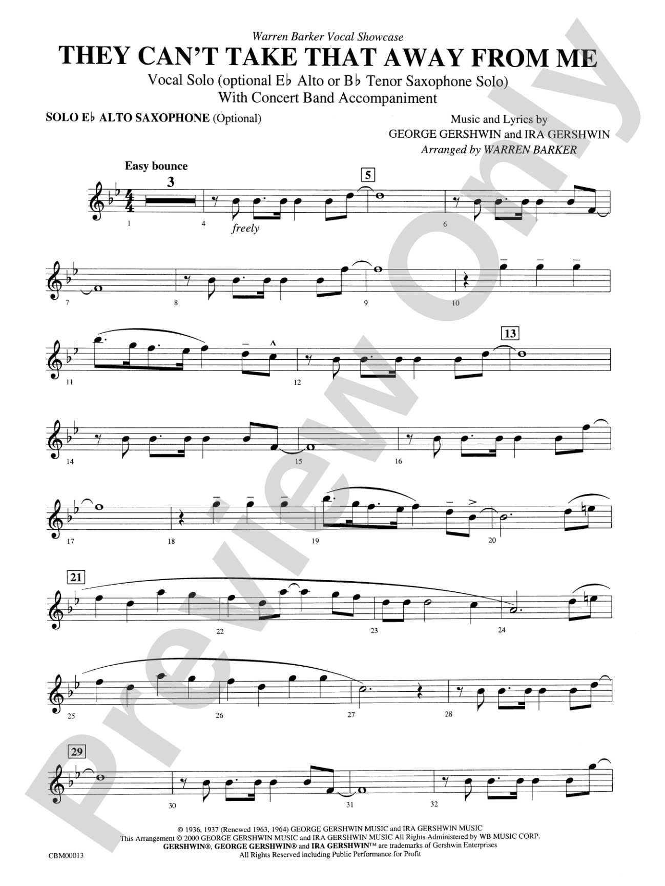 They Can't Take That Away from Me: Optional Solo Alto Saxophone