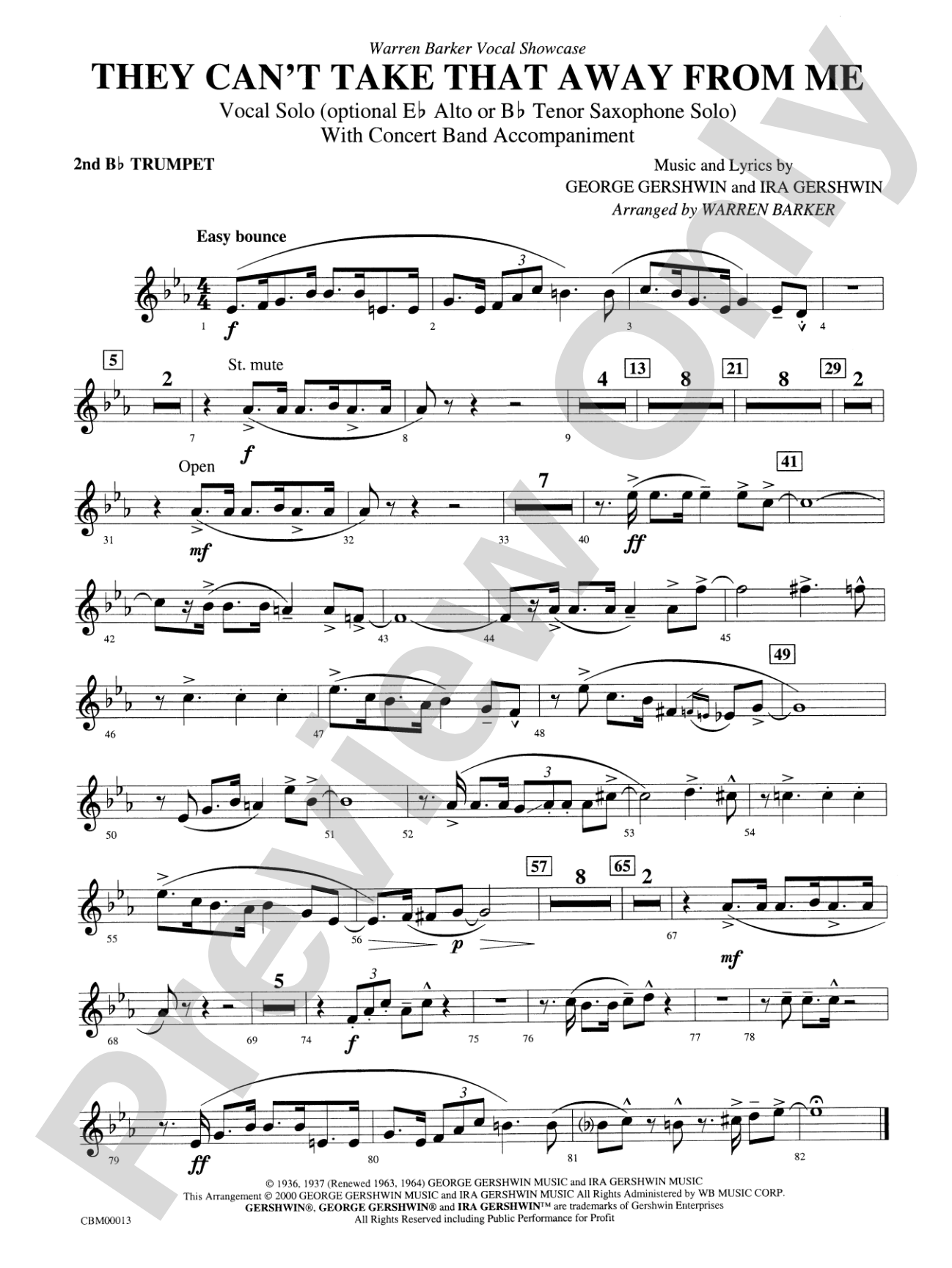 They Can't Take That Away from Me: 2nd B-flat Trumpet