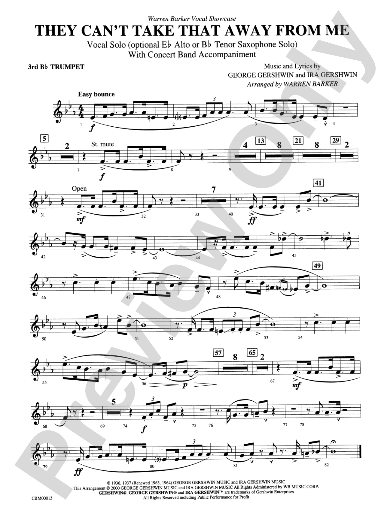 They Can't Take That Away from Me: 3rd B-flat Trumpet