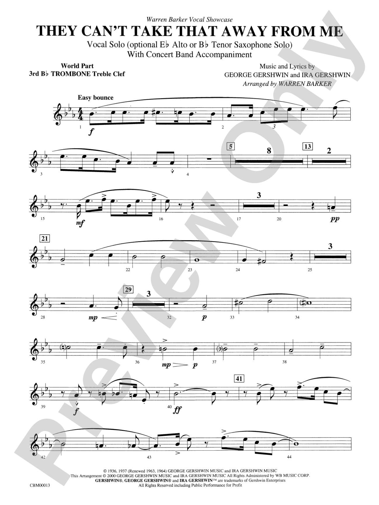 They Can't Take That Away from Me: WP 3rd B-flat Trombone T.C.