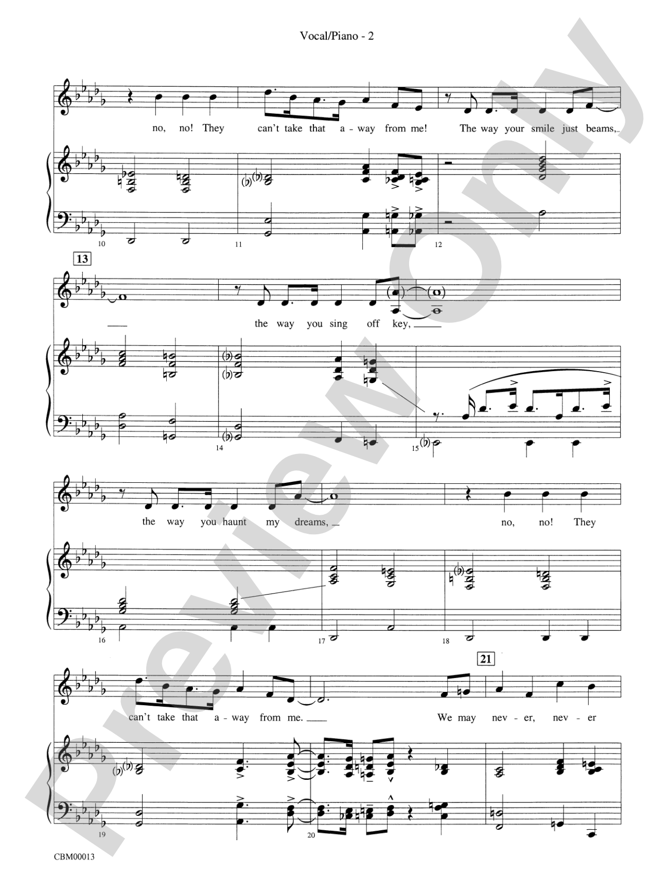 They Can't Take That Away from Me: Vocal/Piano Score