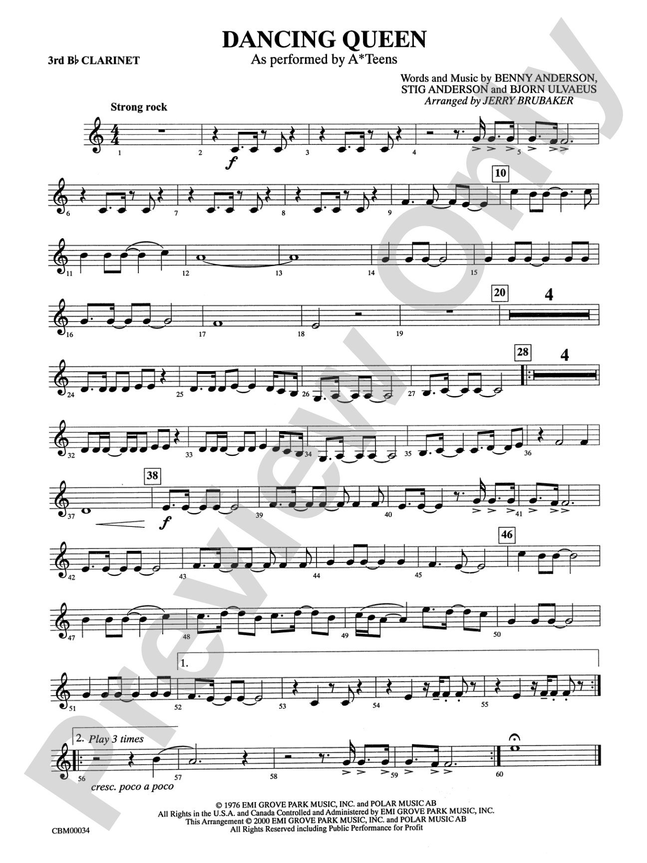 Dancing Queen: 3rd B-flat Clarinet