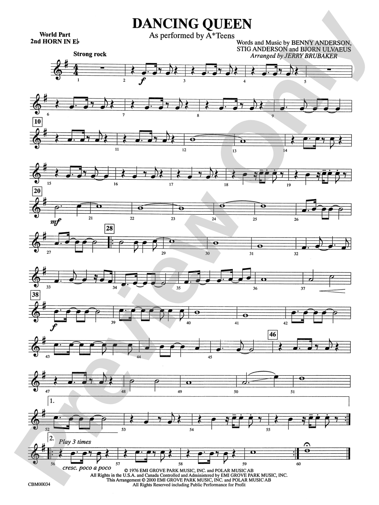 Dancing Queen: WP 2nd Horn in E-flat