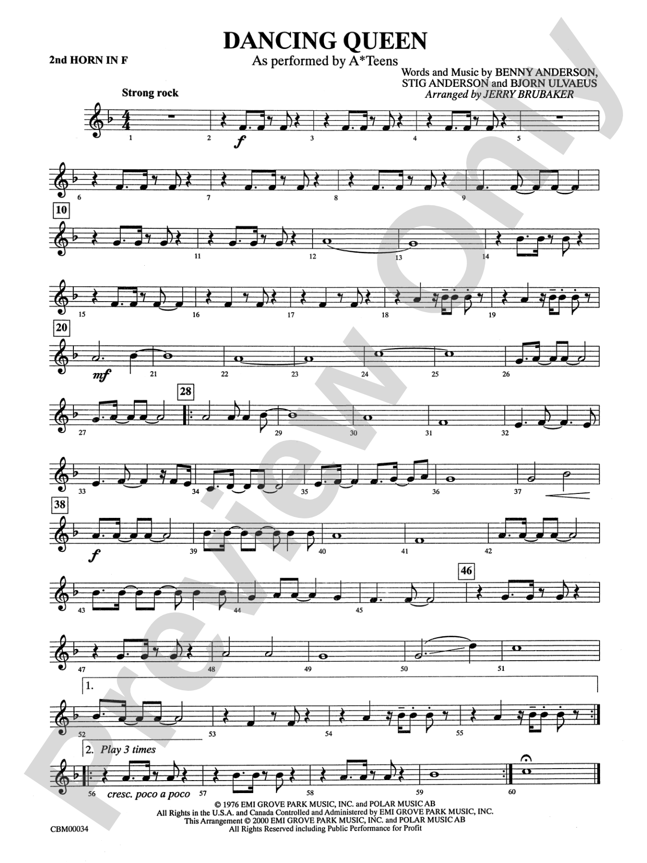 Dancing Queen: 2nd F Horn
