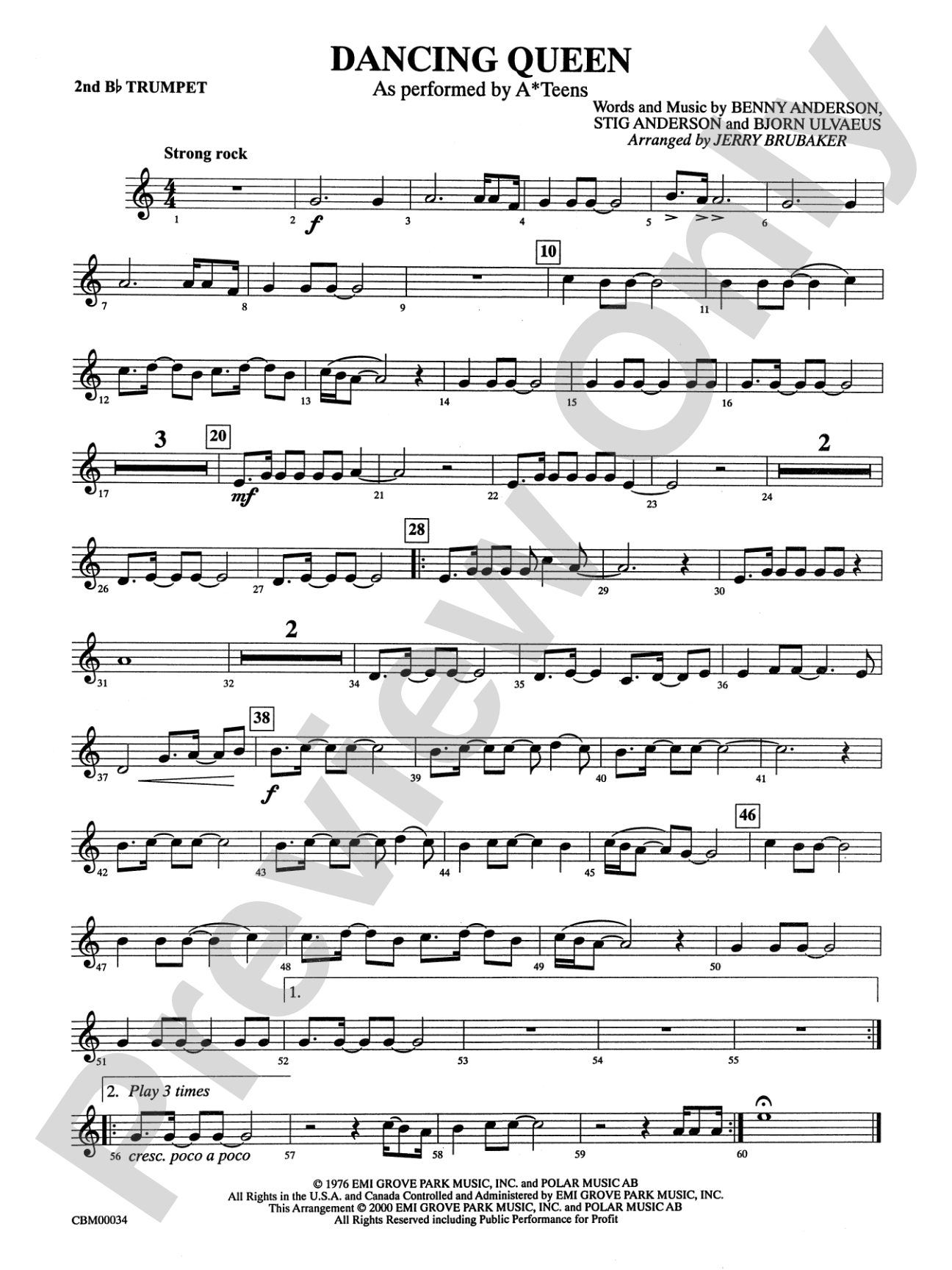 Dancing Queen: 2nd B-flat Trumpet