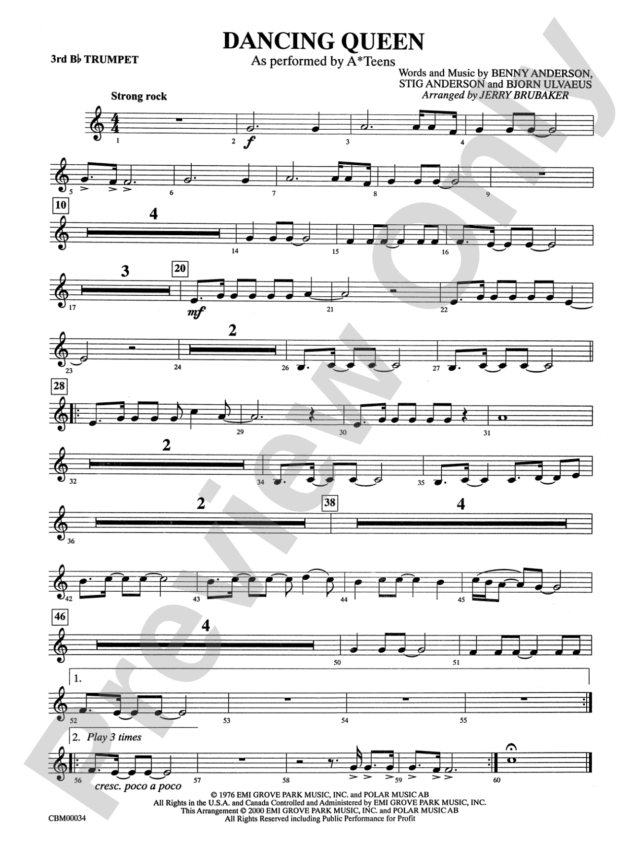 Dancing Queen: 3rd B-flat Trumpet