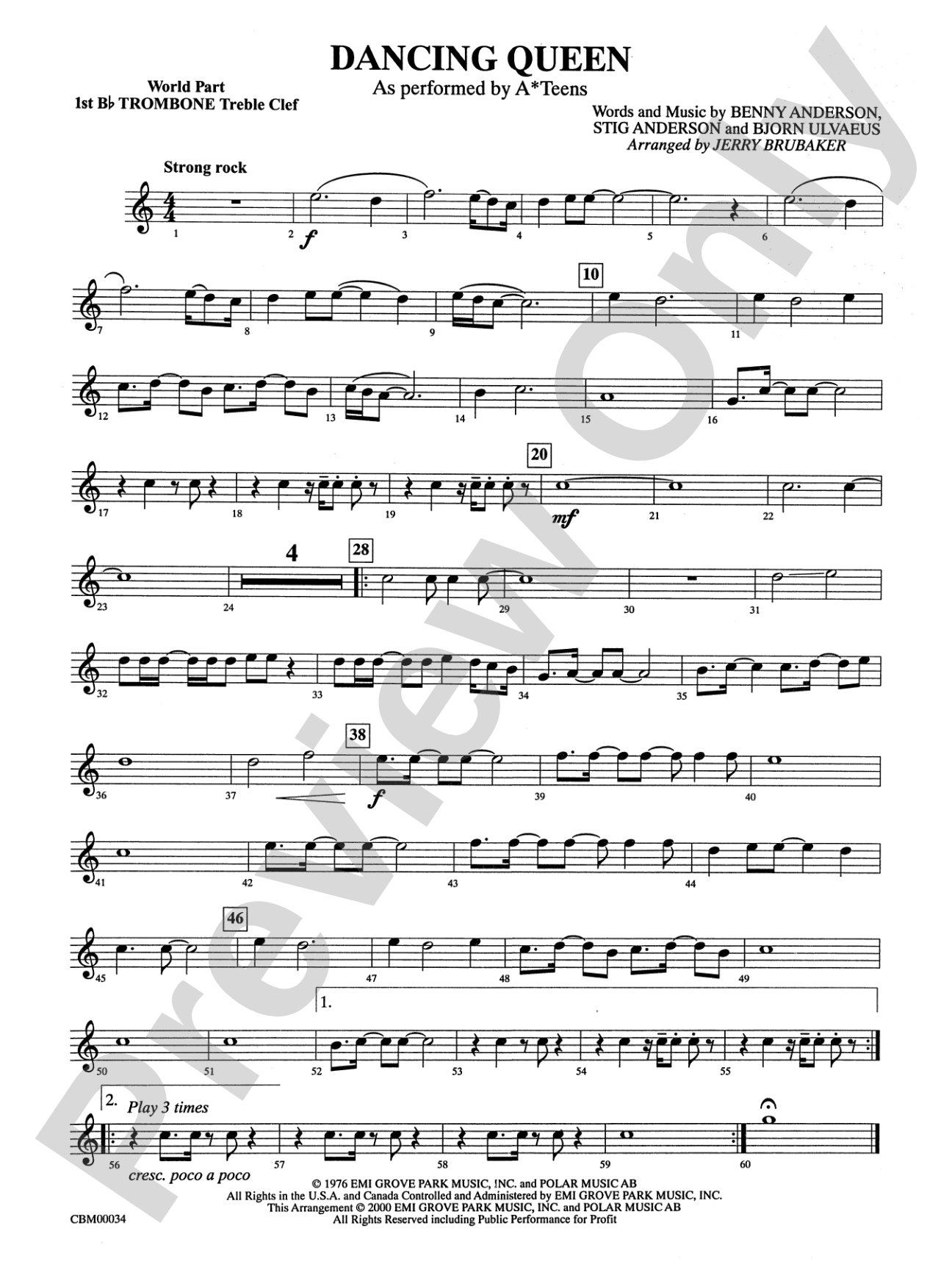 Dancing Queen: WP 1st B-flat Trombone T.C.