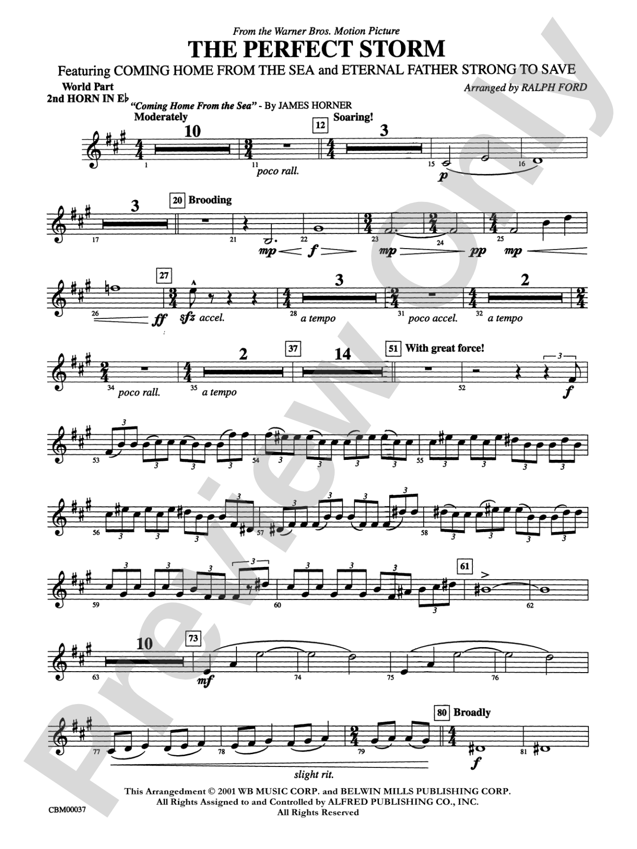 The Perfect Storm (from the Warner Bros. Motion Picture): (wp) 2nd Horn in E-flat